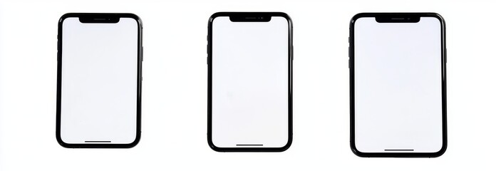 An empty smart phone screen mock-up rendered in 3D isolated on white background. Clipping path included.