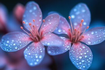 Fototapeta premium pink and blue flower and water
