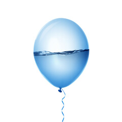 Balloon with water inside on white background