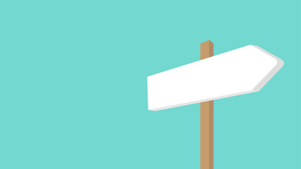 A simple, single white blank directional signpost against a green background © MAHIJO