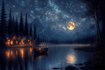 Fototapeta premium night scene with moon