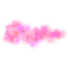 Illustration of a sky with warm orange and pink hues, scattered clouds lit by the setting sun. © gala