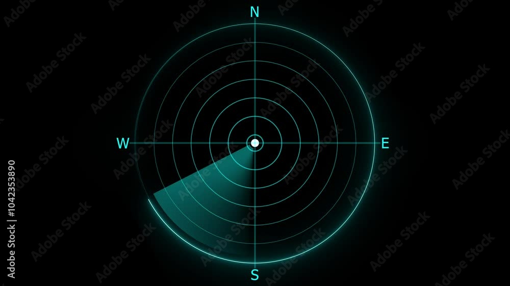 Poster simple radar scanning navigation ,abstract glowing neon radar screen with digital radio waves. abstr