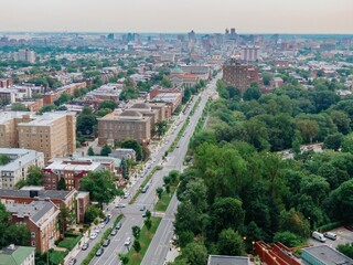Johns Hopkins Homewood neighbourhood looking towards downtown Baltimore, Maryland, United States.