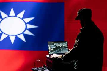 Taiwan freedom fighters air defense command operator using radar to detect ballistic missiles...