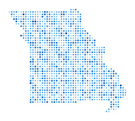 Missouri Dot Map. Us State Digital Style Shape. Missouri vector image. Us State shape blue circular dots. Modern vector illustration.