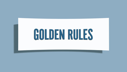 Golden Rules. A card isolated on blue background.