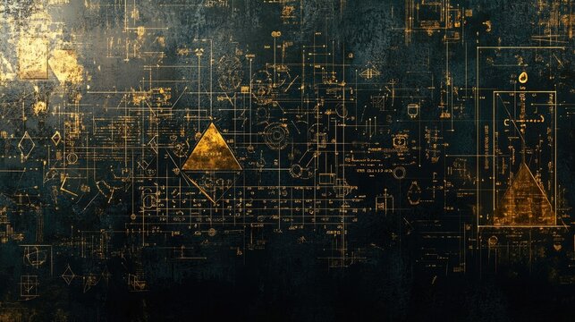 A sophisticated border design with a repeating pattern of mathematical symbols and formulas