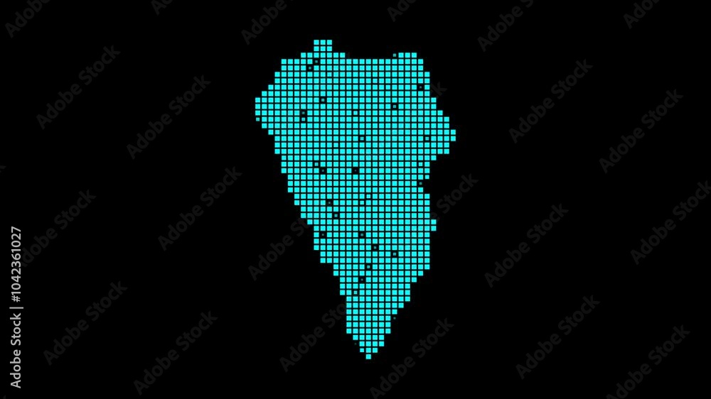 Poster la palma digital map. map of la palma in dotted style. shape of the island filled with rectangles. t