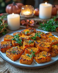 Roasted pumpkin on plate