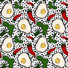 Cute food seamless scrambled eggs pattern for wrapping paper and fabrics