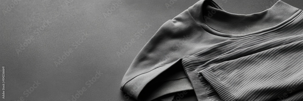 Fototapete A collection of minimalist sportswear is thoughtfully arranged on a smooth table, emphasizing simplicity and functionality for workouts. Generative AI