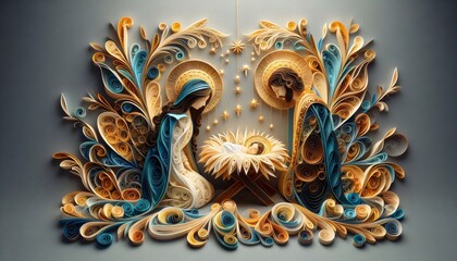 Colorful Christmas Nativity Scenes with Traditional Figurines