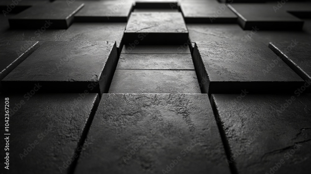 Aufkleber a series of dark tiles are arranged in a geometric formation, emphasizing texture and depth. the lig