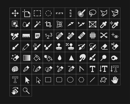 Photoshop app toolbar icons, illustrator app toolbar icon vector 2025