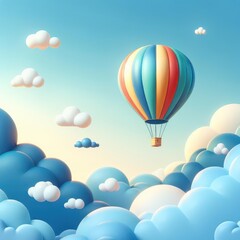 Large Hot Air Balloon in Blue Sky