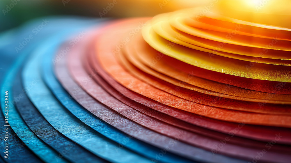 Poster a vibrant arrangement of textured paper layers showcases a spectrum of colors, creating a striking c