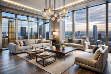 Fototapeta premium Chic Urban Penthouse Living Room