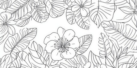 Fototapeta premium Black and White Floral Illustration.