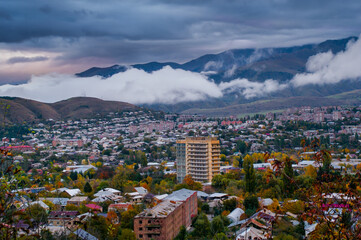 Beautiful autumn evening in Armenia , Vanadzor