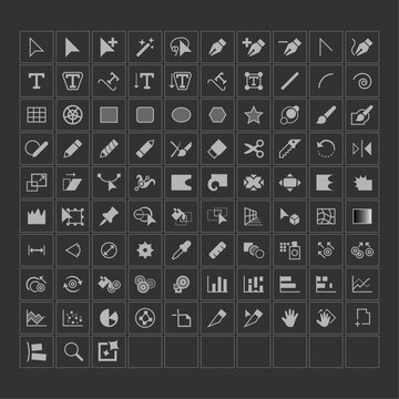 Illustrator Tools Vector Icons Set &ndash; Design, Drawing, and Vector Editing Toolkit 2025
