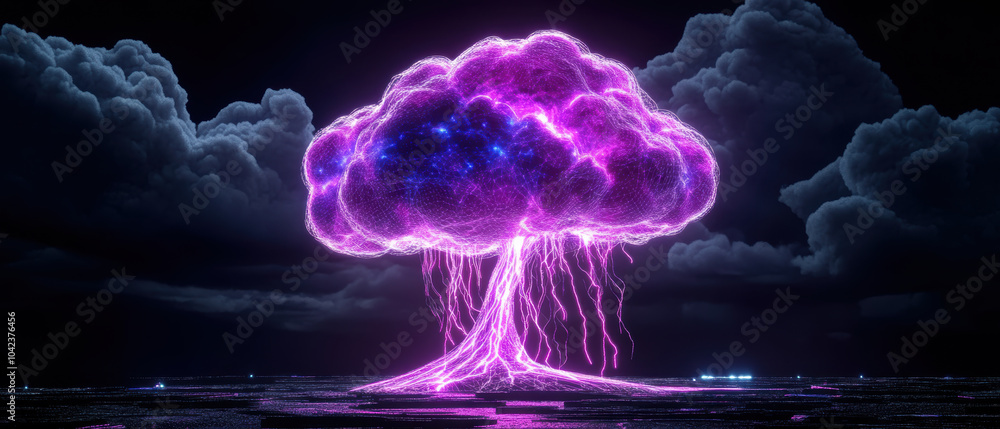 Aufkleber vibrant and imaginative representation of cloud like structure emitting electric energy, symbolizing