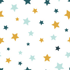 Seamless pattern with stars. Vector illustration on white background. It can be used for wallpapers, wrapping, cards, patterns for clothes.