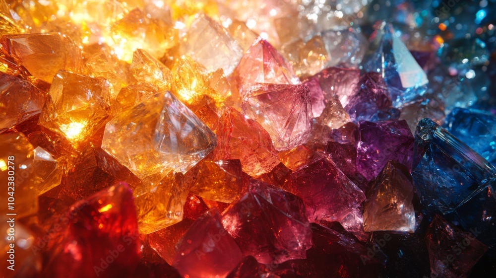 Fototapete a vibrant display of polished crystals glimmers with an array of colors, reflecting light in shades 