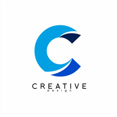 Simple modern letter C design with wave concept.