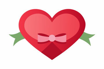 A heart with a ribbon bow.on white. Luxurious heart symbol Valentine graphic design.