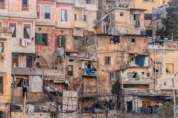 Crumbling houses in the center of Tripoli, Lebanon