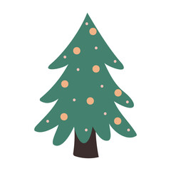 Simple hand drawn vector Christmas tree. Christmas tree in minimalist style. Symbols of Christmas and New Year.