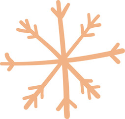 Hand drawn snowflake in doodle style, isolated on a white background. Snowflake in flat vector style.