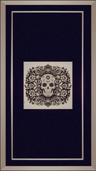 3D Card Ornamental D&iacute;a de Muertos Skull in Vintage Style