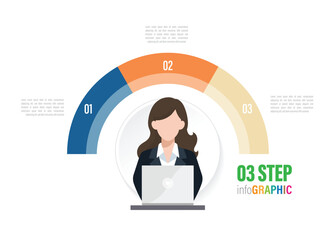 woman employee half circle Pie charts for infographics. Elements with 3, 4, 5, 6, 7, 8, 9, 10 steps, options.