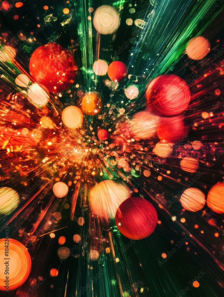 Poster an explosion of colors highlights various ornaments and lights, creating a joyful holiday atmosphere