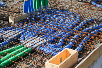 Climate pipe system inside underfloor, house building 