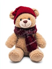 Cute Teddy Bear Wearing a Cozy Plaid Scarf &ndash; Perfect Gift for Kids, Holiday Decoration, or Christmas Present. Soft Plush Bear Ideal for Special Occasions and Celebrations