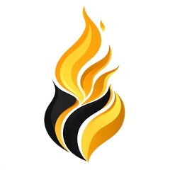 Stylized flame illustration in black, yellow, and orange tones, conveying energy and warmth.
