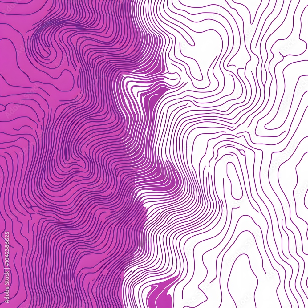 Poster abstract pink and white pattern with flowing lines, creating a dynamic and vibrant visual effect.