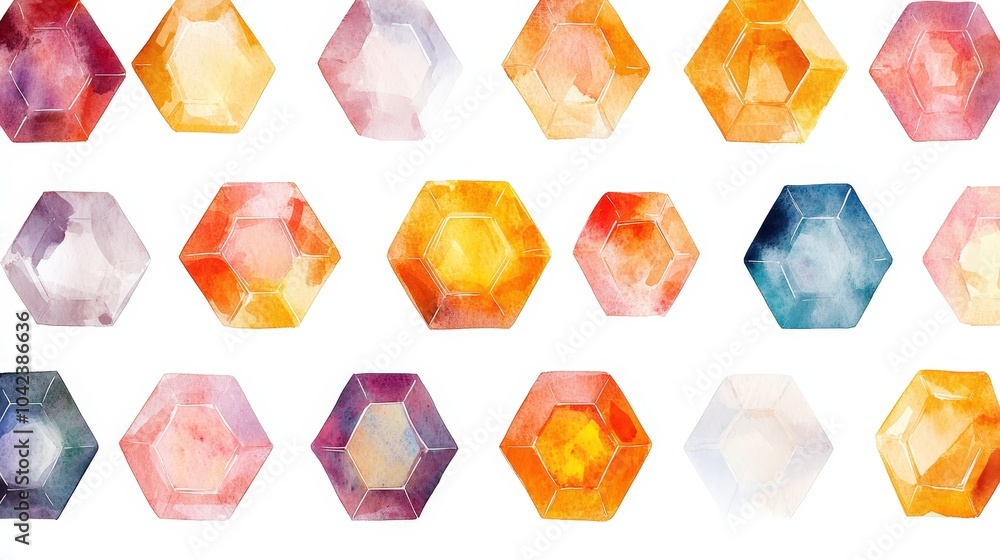 Poster warm hexagonal patterns in authentic style