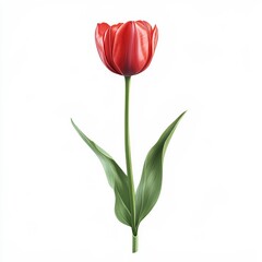 Isolated tulips bloom in spring.