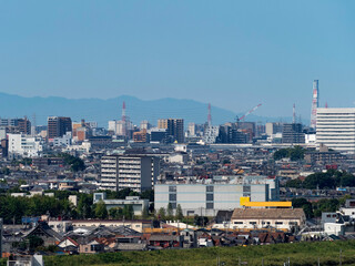 Obraz premium 高台から見る大阪の街並みと淡路島の風景