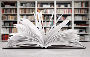 Reading books on shelf in school library