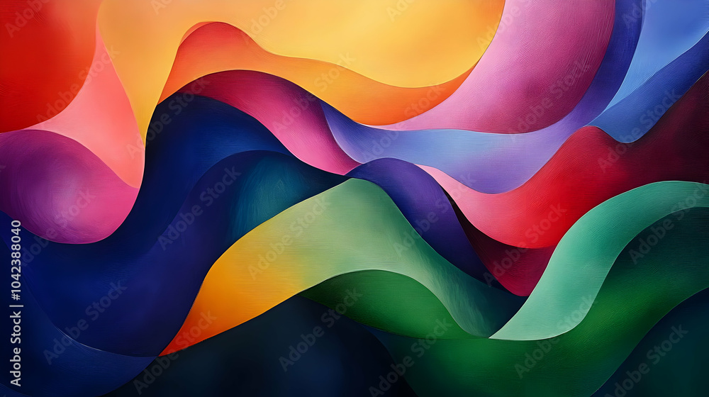 Poster abstract waves of color blending in harmonious shapes.
