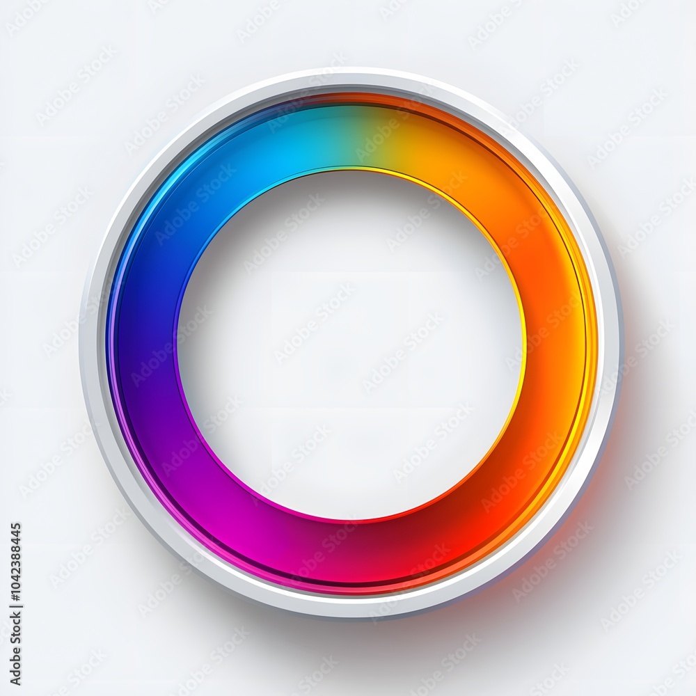Poster colorful circular design with a smooth gradient transitioning from blue to orange, creating a modern