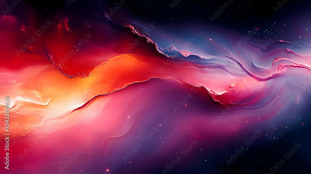 Poster abstract cosmic design featuring vibrant colors and fluid patterns.