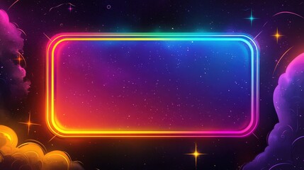 Obraz premium Bright Neon Rectangle Illustration on Colorful Background