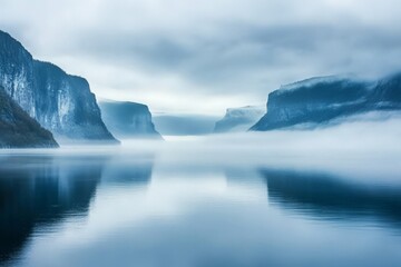 Fototapeta premium Misty Fjord Landscape.