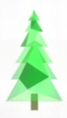 Fototapeta premium Blurred geometric Christmas tree composed of green triangles on white background for modern design